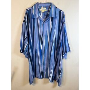 Syllables Mens Button Down Shirt Abstract Zig Zag Blue 3XL